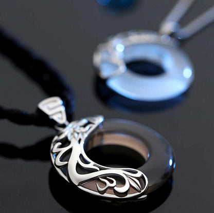 Dragon & Phoenix Couple Necklace- Obsidian & Opal Pendants for Protection