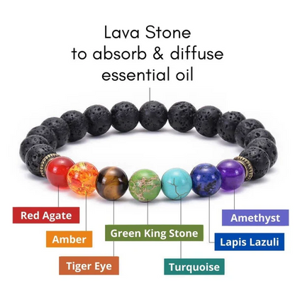 7 Chakra Lava Stone Bracelet- Essential Oil Diffuser