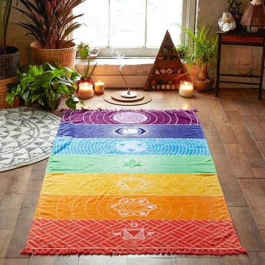 7 Chakra Yoga Mat - Meditation Rug- Tapestry