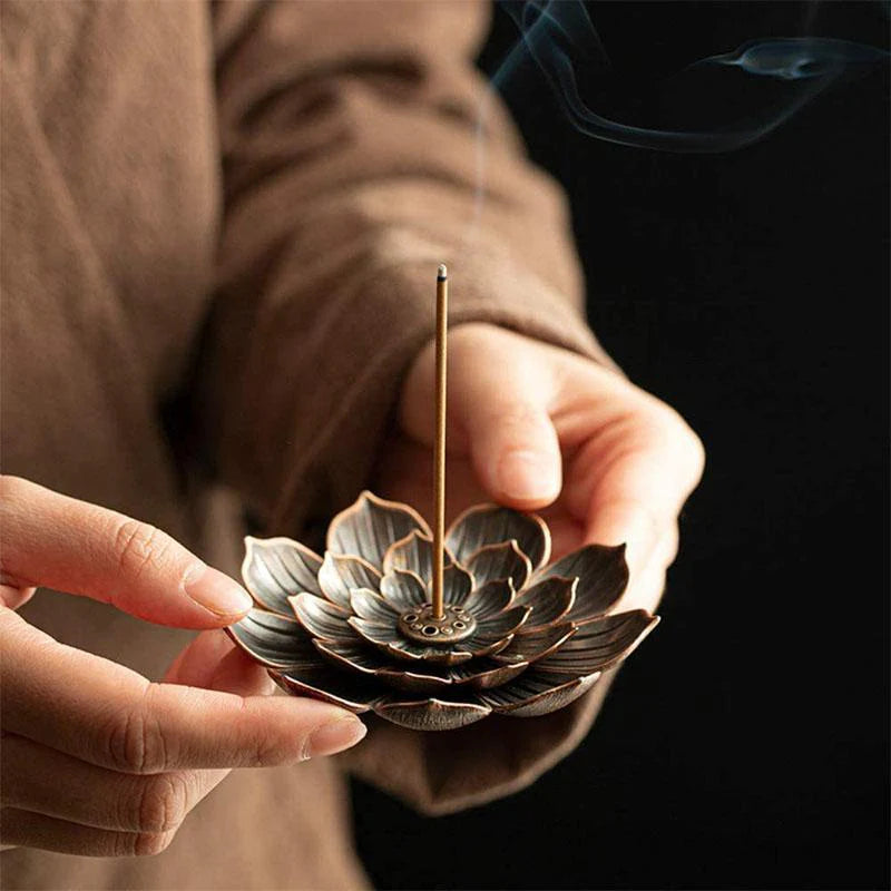 Bronze Lotus Incense Burner- For Inner Peace