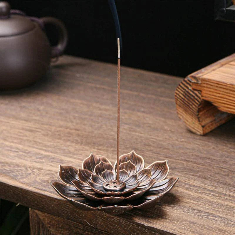 Bronze Lotus Incense Burner- For Inner Peace