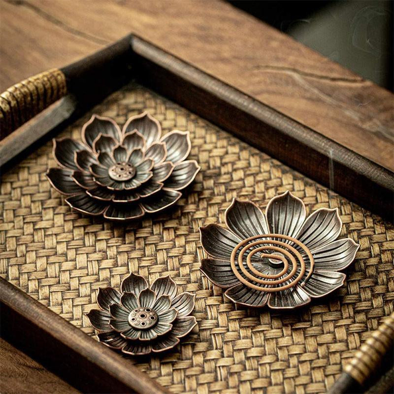 Bronze Lotus Incense Burner- For Inner Peace