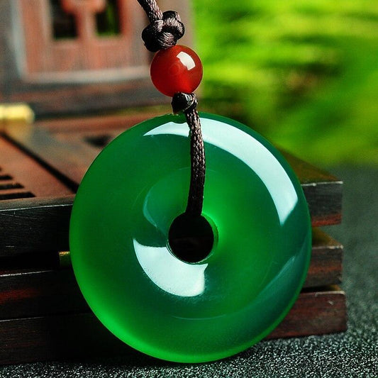 Green Jade Disk Necklace- Attract Positivity & Harmony