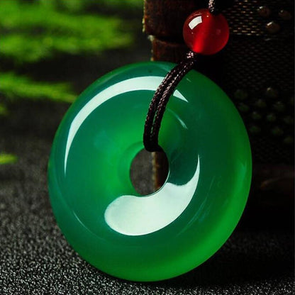 Green Jade Disk Necklace- Attract Positivity & Harmony