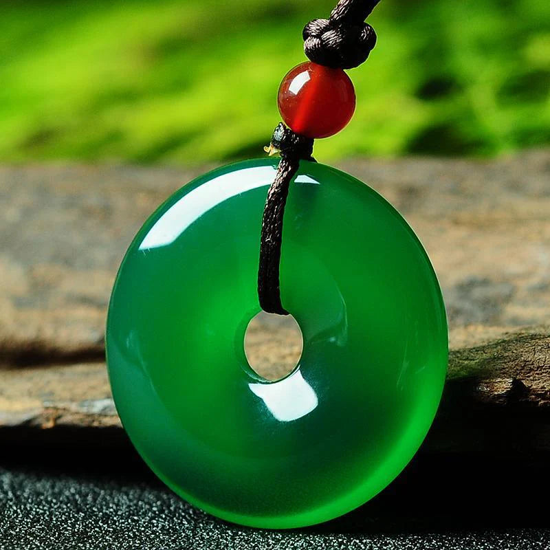 Green Jade Disk Necklace- Attract Positivity & Harmony