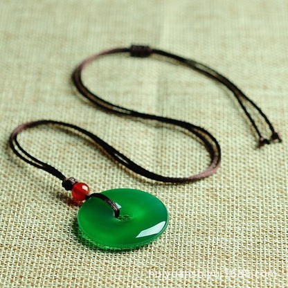 Green Jade Disk Necklace- Attract Positivity & Harmony