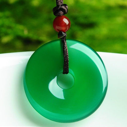 Green Jade Disk Necklace- Attract Positivity & Harmony