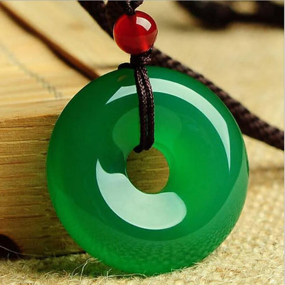 Green Jade Disk Necklace- Attract Positivity & Harmony