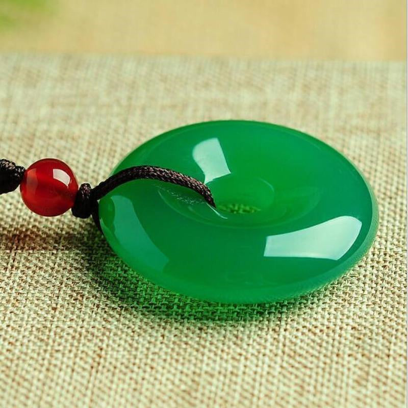 Green Jade Disk Necklace- Attract Positivity & Harmony