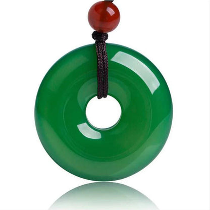 Green Jade Disk Necklace- Attract Positivity & Harmony