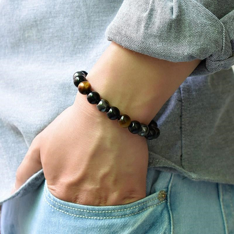 Triple Protection Bracelet - Tiger’s Eye,  Obsidian,  Hematite