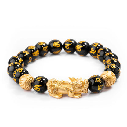 Feng Shui Bracelet - Pixiu Black Obsidian Bracelet for Wealth