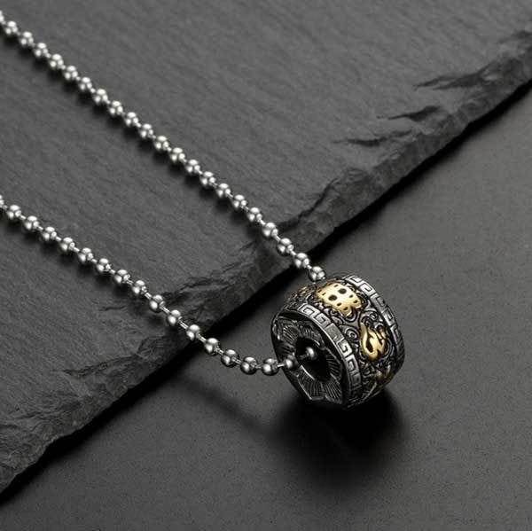 Titanium Steel Buddhist Mantra Necklace- Six True Words