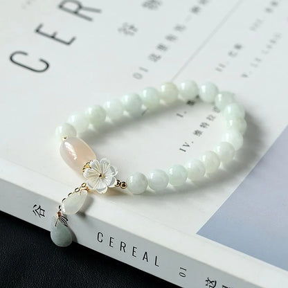 Natural Light Green Jade Bead Bracelet - Harmony & Luck