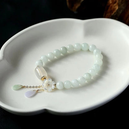 Natural Light Green Jade Bead Bracelet - Harmony & Luck