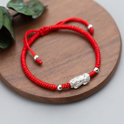 Red String Silver Pixiu Bracelet & Attract Windfall Luck