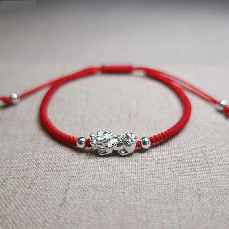 Red String Silver Pixiu Bracelet & Attract Windfall Luck