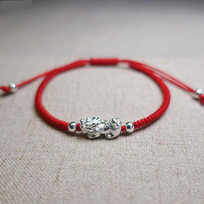 Red String Silver Pixiu Bracelet & Attract Windfall Luck