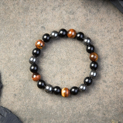 Triple Protection Bracelet - Tiger’s Eye,  Obsidian,  Hematite